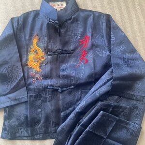 Boys embroidered Chinese long sleeve set